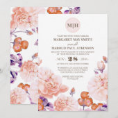 アイボリーフローラヴィンテージエレガント庭園の結婚式 招待状 (正面/裏面)