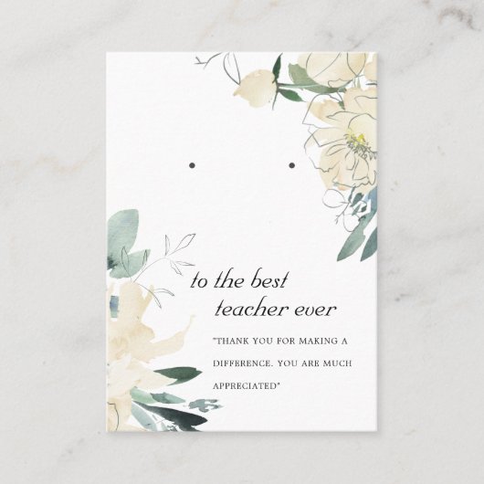 アイボリーフローラ先生ギフトイヤリング表示カード プレイスカード (正面)