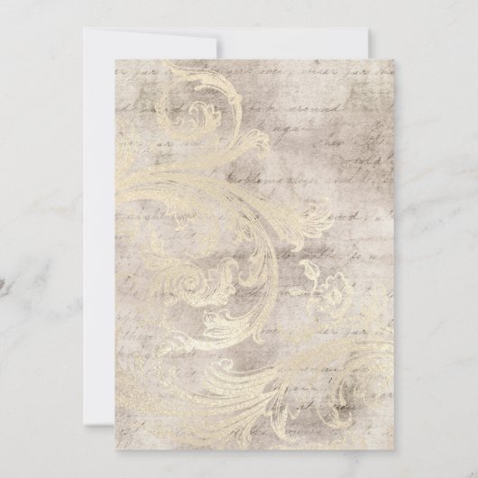 アイボリーフローラ多角形素朴結婚式招待状 招待状 (裏面)