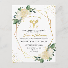 アイボリーフローラ看護学校卒業招待状 ポストカード