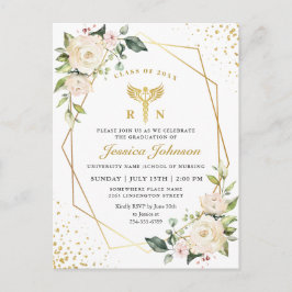 アイボリーフローラ看護学校卒業招待状 ポストカード