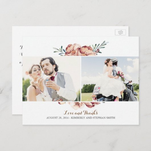 アイボリーフローラ秋結婚写真の感謝していユーザ ポストカード (正面/裏面)