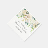 アイボリーフローラ結婚バラパーソナライズされた スタンダードカクテルナプキン (角)