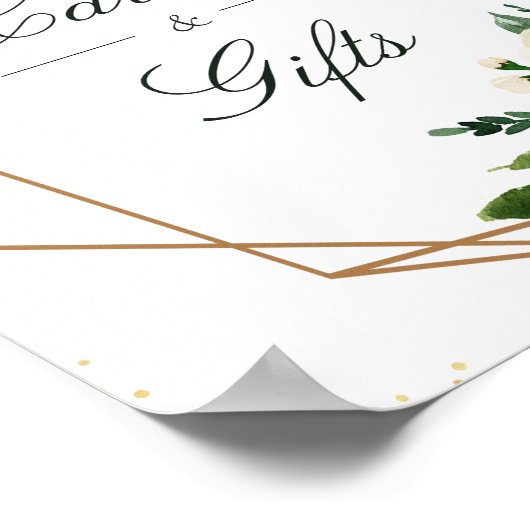 アイボリーフローラ結婚幾何学的カードとギフト記号 ポスター (角)