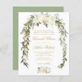 アイボリーフローラ緑化結婚式招待状 (正面/裏面)