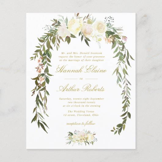 アイボリーフローラ緑化結婚式招待状 (正面)