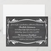 アイボリーフローリッシュシャルボード卒業招待状 招待状 (正面/裏面)