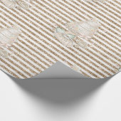 アイボリーブライダルシャワー結婚ズケーキグリッターストライプ ラッピングペーパー (角)