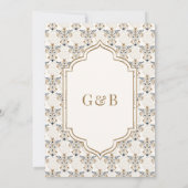 アイボリーブラウンイカットアナンドカラジシーク結婚ズ 招待状 (裏面)