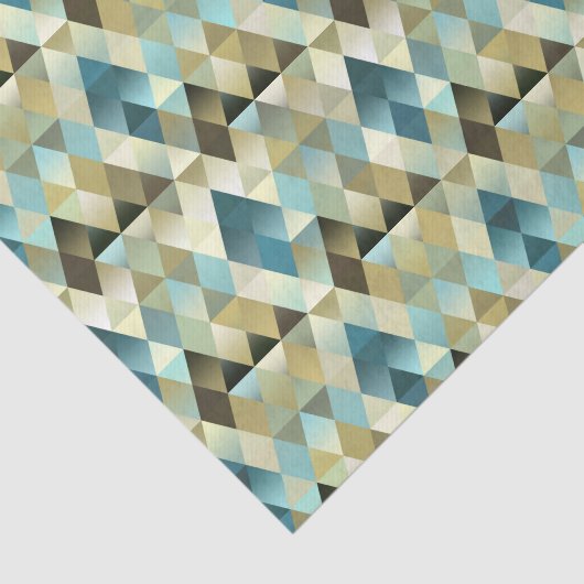アイボリーブラウンティール（緑がかった色）ブルーダイヤモンドスクウェアアートパターン 薄葉紙 (詳細)
