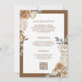 アイボリーブラウンベージュフローラ金ゴールドすべて結婚の 招待状 (裏面)