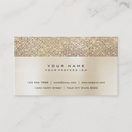 アイボリーブラシピーリーピンク金ゴールドグリッターシークイン 名刺 (正面)