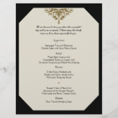 アイボリーブラックと金ゴールドダマスクのウェディングメニュー (正面)