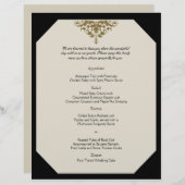 アイボリーブラックと金ゴールドダマスクのウェディングメニュー (正面/裏面)