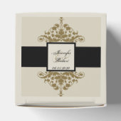 アイボリーブラックと金ゴールドダマスクの結婚式のお願いボックス フェイバーボックス (上部)