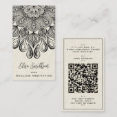 アイボリーブラックマンダラヨガ霊気癒し瞑想 名刺 (正面/裏面)