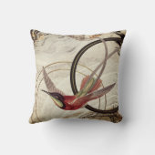 アイボリーブラック&金ゴールドハミングバ芸術的ード クッション (裏面)