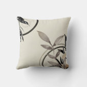 アイボリーブラック&金ゴールドミニマリストウォーター葉カラー クッション (裏面)