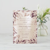 アイボリーブルゴーニュバラ金ゴールドグリッターリーフフローラフレーム 招待状 (スタンド正面)