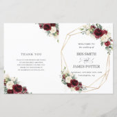 アイボリーブルゴーニュフローラ折り畳み結婚式 プログラム (正面)