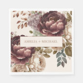 アイボリーブルゴーニュフローラ秋冬の結婚式 スタンダードランチョンナプキン (正面)