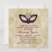 アイボリーブルゴーニュマスカレードパーティー 招待状 (裏面)