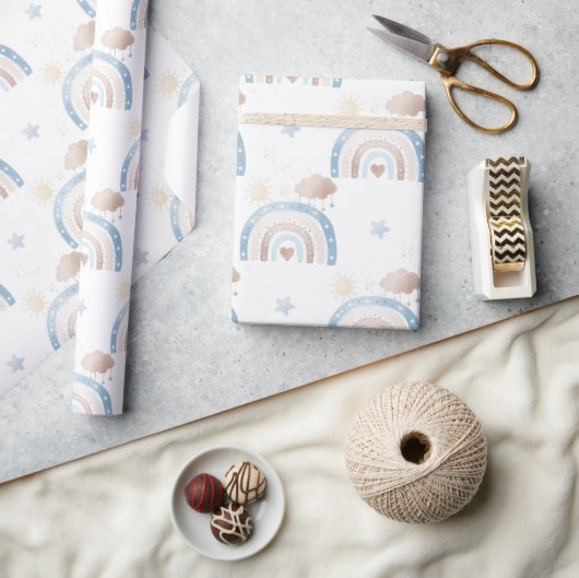 アイボリーブルートゥーペボホレインボークラウドスターボーギフト ラッピングペーパー (クラフト)
