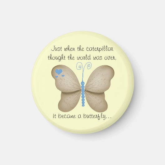 アイボリーブルーバタフライマグネット マグネット (正面)