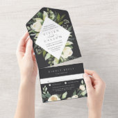 アイボリーブルーム | 水彩花フレーム結婚式 オールインワン招待状 (貼ってはがせる)