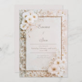 アイボリーブロッサムロマンチック結婚フローラ 招待状 (正面/裏面)