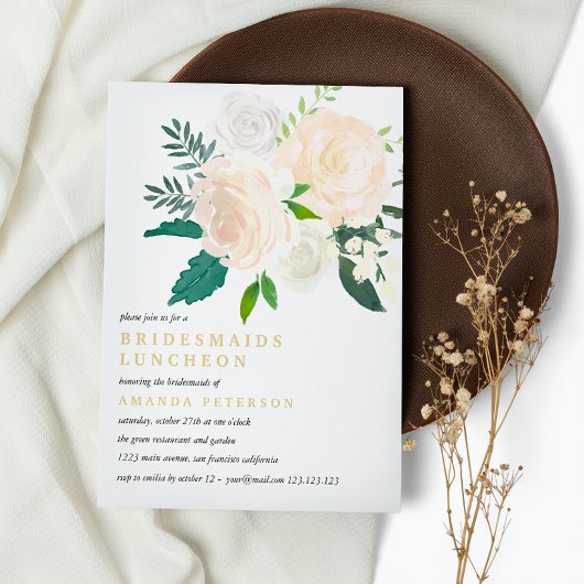 アイボリーブーケフローラブリデスメイドランチョー結婚ズ 招待状