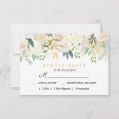 アイボリーブーケフローラ結婚ズミールチョイスRSVPミント 出欠カード (正面)