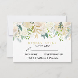 アイボリーブーケフローラ結婚ズ食事の選択RSVPピンク 出欠カード