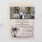 アイボリープエルタバラルタパスポ結婚ート 招待状 (正面/裏面)