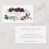 アイボリープエレガントラムパープルフローラ 名刺 (正面/裏面)