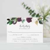 アイボリープラムフローラウェディングRSVP食事チョイスカード 出欠カード (スタンド正面)