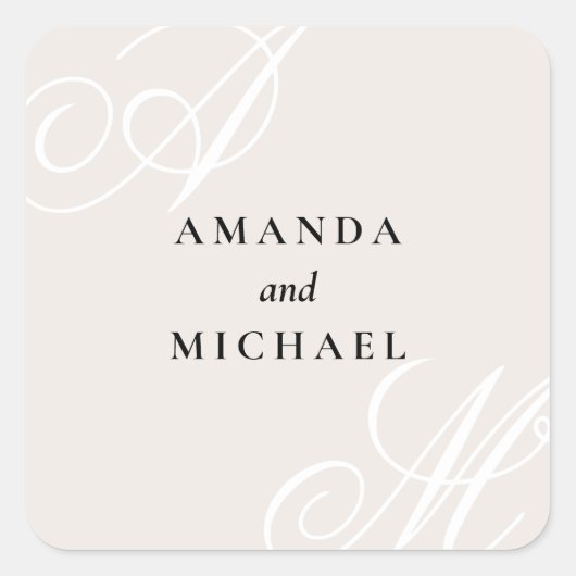 アイボリーベージュエレガントモノグラ結婚ムズスクエア スクエアシール (正面)
