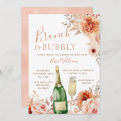 アイボリーベージュオータムブランチ&バブリーブライダルシャワー 招待状 (正面/裏面)