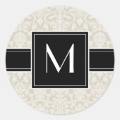 アイボリーベージュダマスク付き ラウンドシール (正面)