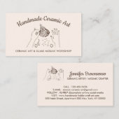 アイボリーベージュハンドメイドホビーセラミックフィッシュモザイク 名刺 (正面/裏面)