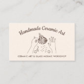 アイボリーベージュハンドメイドホビーセラミックフィッシュモザイク 名刺 (正面)