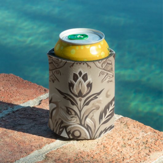 アイボリーベージュフローラボホインドネシアろうけつ染め水彩 缶クーラー (インサイチュ プール)