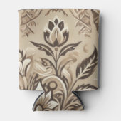 アイボリーベージュフローラボホインドネシアろうけつ染め水彩 缶クーラー (正面)