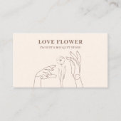 アイボリーベージュフローリストホールドハンドフラワーデイジー 名刺 (正面)