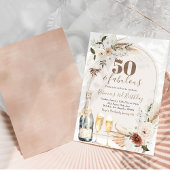 アイボリーベージュボホフローラワインアダルト誕生日 招待状