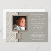 アイボリーベージュボーイフォト《キリスト教》洗礼式や命名式 招待状 (正面/裏面)