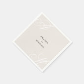 アイボリーベージュモダンエッジエレガントモノグラ結婚ム スタンダードカクテルナプキン (角)