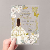 アイボリーベージュ王室のプリンセスキンセアニェラ アクリル招待状 (インサイチュ (ポータブル))