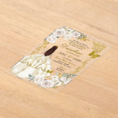 アイボリーベージュ王室のプリンセスキンセアニェラ アクリル招待状 (レイダウン)