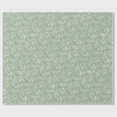 アイボリーベージュ色葉フローラアートパターンオンセージグリーン ラッピングペーパー (フラット)
